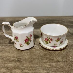 Queens moss rose creamer and sugar bowl